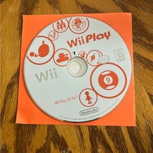 Nintendo Wii Play Game Disc - White and Orange